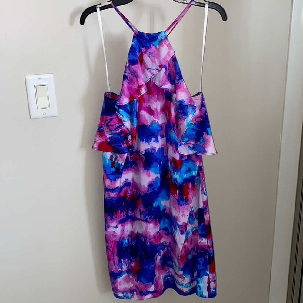 Alice & Trixie silk halter mini dress